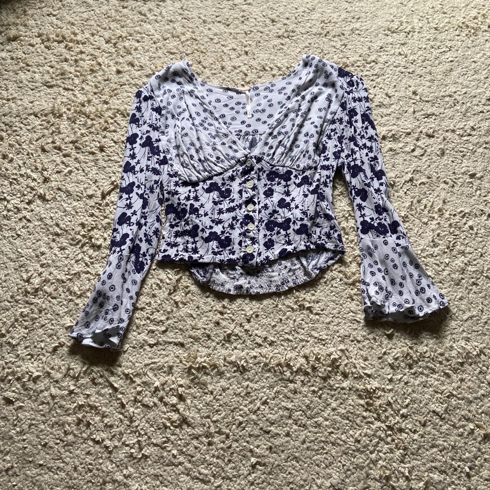 Free People Bell Sleeve Crop Top - Medium